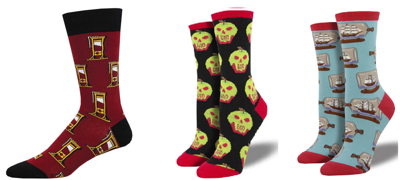 LADIES SOCKS SET OF 3 PAIR / HEADS UP & BAD APPLE & SHIP IN A BOTTLE