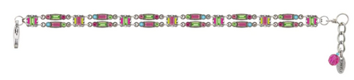 FIREFLY BRACELET ARCHITECTURAL PETITE ROSE: multi color stones in silver setting