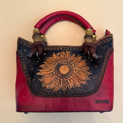 NEW YORK RED FAUX LEATHER SUNFLOWER BAG 80040