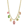 TOVA NECKLACE ZEREN PASTELS: multi color Swarovski crystals in gold plated setting, adjustable to 19"