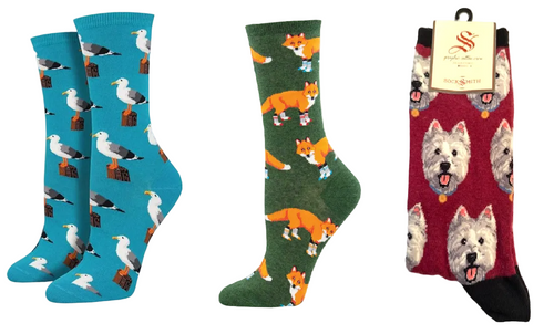 LADIES SOCKS SET OF 3 PAIR / GULL-ABLE & SOCKSY FOXES & WESTIES