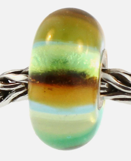 TROLLBEAD GREEN RAINBOW GLASS BEAD
