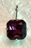 MARIANA EARRINGS AMETHYST: purple stone in 1/2" silver rhodium setting, lever back