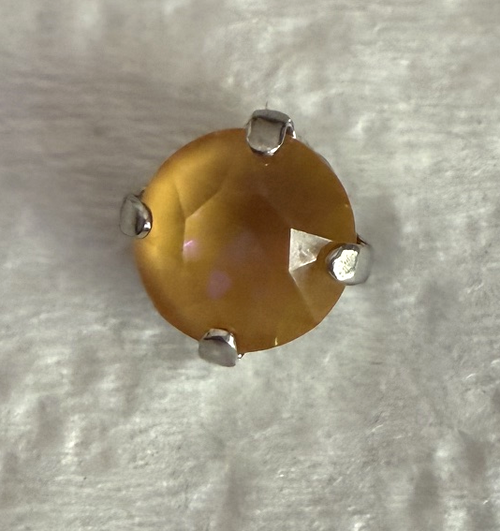 MARIANA EARRINGS STUDS: amber crystal 8.5mm stone in silver setting, post backs