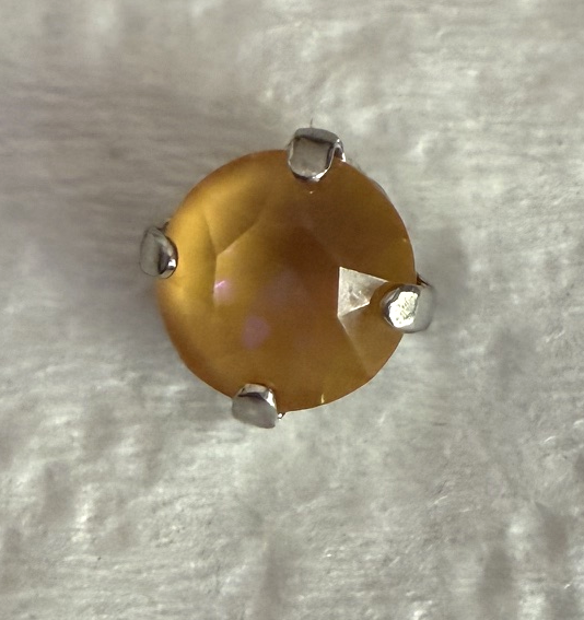 MARIANA EARRINGS STUDS: amber crystal 8.5mm stone in silver setting, post backs