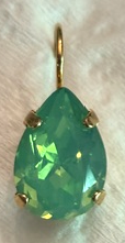 MARIANA EARRINGS: aqua pear shape stone in 1/2" rose gold setting, lever backs