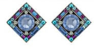 FIREFLY EARRINGS CONTESSA GEOMETRIC LB: multi color stones in " silver setting, post backs