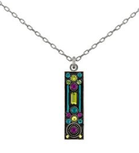 FIREFLY NECKLACE ARCHITECTURAL CG: multi color stones in silver 17" adjustable chain
