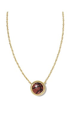 KENDRA SCOTT NECKLACE BASKETBALL GOLD ORANGE GOLDSTONE