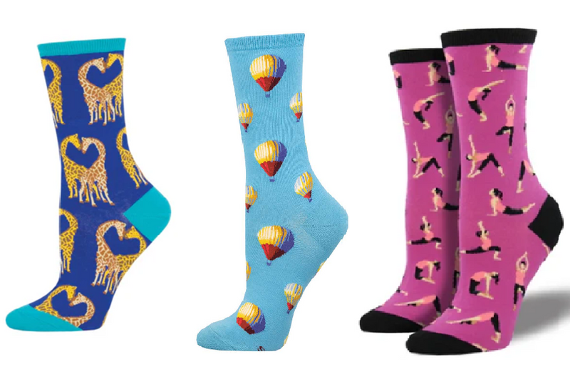 LADIES SOCKS SET OF 3 PAIR / LONGNECK LOVE & HOT AIR & YOGA PEOPLE