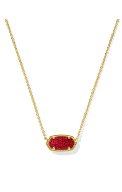 KENDRA SCOTT NECKLACE ELISA GOLD BRIGHT RED DRUSY