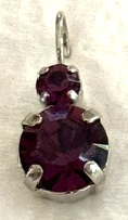 MARIANA EARRINGS: large purple stone, small purple stone in 1/2" silver rhodium setting