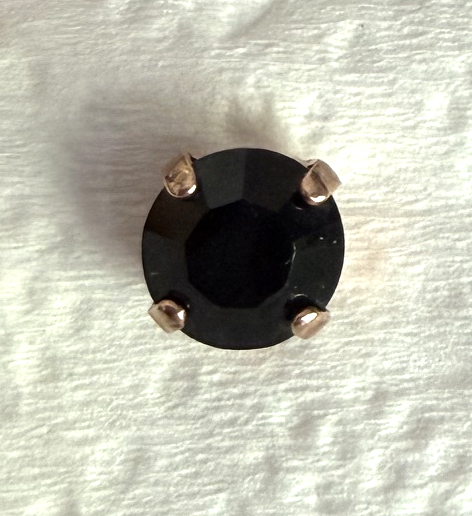 MARIANA EARRINGS STUDS: black 8.5mm stone in rose gold setting, post backs