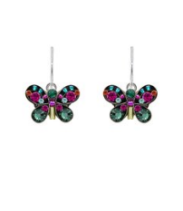 FIREFLY EARRINGS BUTTERFLY PETITE  EM: multi color stones in 1/2" setting, french wire backs