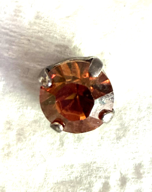 MARIANA EARRINGS STUDS: dark orange crystal 8.5mm stone ine silver setting, post backs