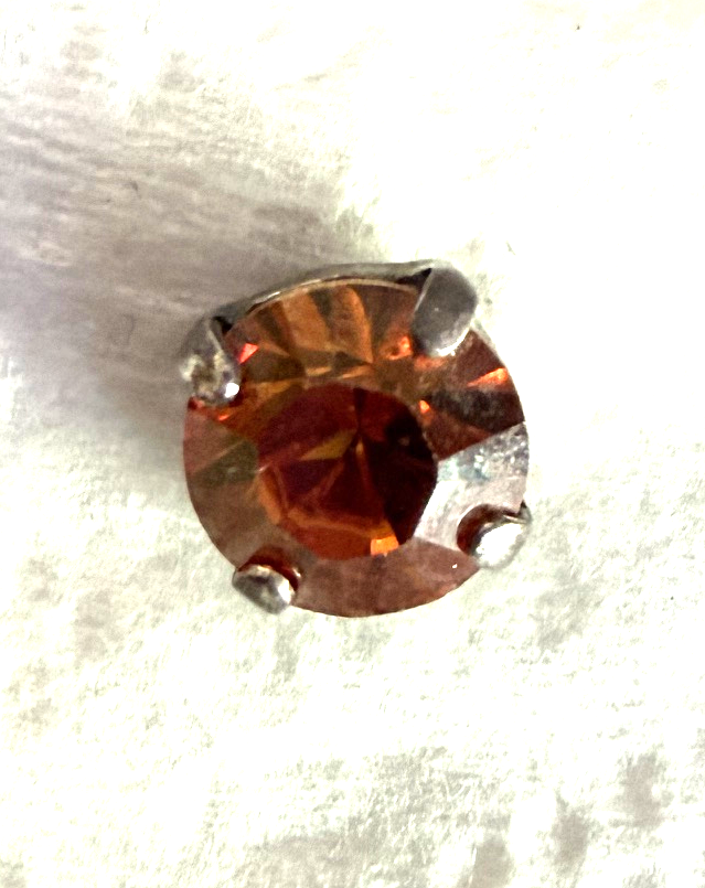 MARIANA EARRINGS STUDS: dark orange crystal 8.5mm stone ine silver setting, post backs