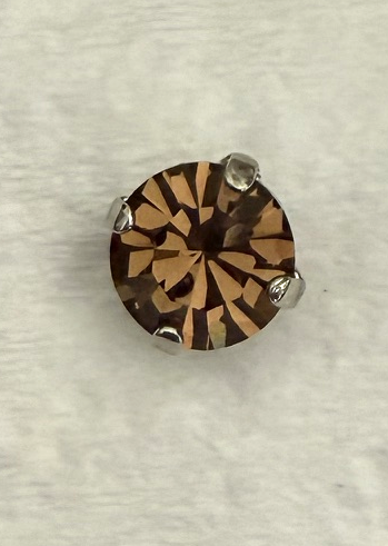 MARIANA EARRINGS STUDS: brown crystal 8.5mm stone in silver setting, post backs