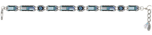 FIREFLY BRACELET ARCHETECTURAL RECTANGLE ICE: blue, a/b color stones in silver setting