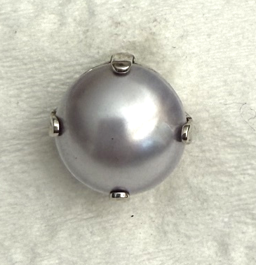 MARIANA EARRINGS STUDS: gray pearl 10mm stone in silver setting, post backs
