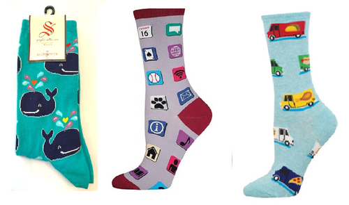 LADIES SOCKS SET OF 3 PAIR / WHALE & APPS & FOOD TRUCK