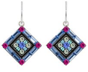 FIREFLY EARRINGS LA DOLCE VITA LB: multi color stones in 1/2" silver setting, wire backs