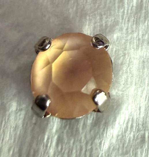 MARIANA EARRINGS STUDS: peach crystal 8.5mm stone in silver setting, post backs