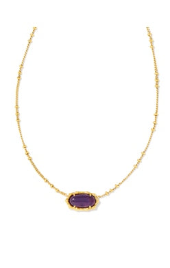 KENDRA SCOTT NECKLACE ELISA BAMBOO FRAME GOLD DARK PURPLE AMETHYST