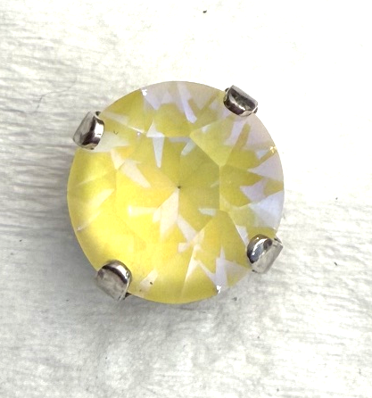 MARIANA EARRINGS STUDS: yellow sun kissed 10mm crystal stone in silver setting, post backs