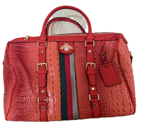 NEW YORK FAUX CROC LARGE TOTE BAG ORANGE 80041