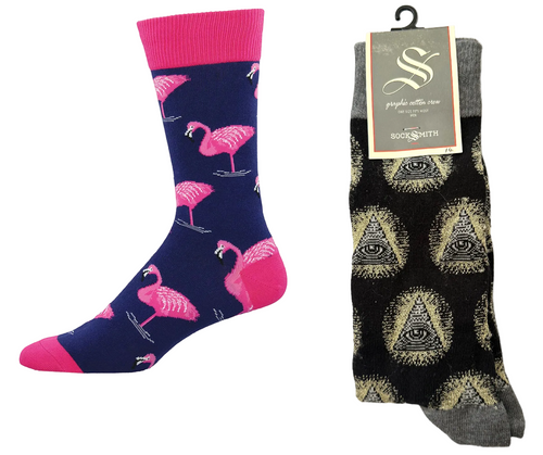 MEN'S SOCKS SET OF 2 PAIR FLAMINGO & ILLUMINATI