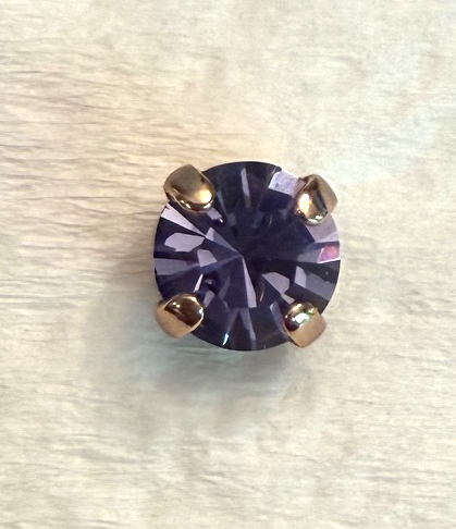 MARIANA EARRINGS STUDS: purple crystal 6.5mm stone in rose gold setting, post backs