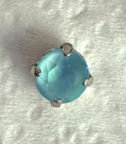 MARIANA EARRINGS STUDS: aqua crystal 8.5mm stone in silver setting, post backs