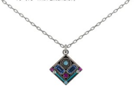 FIREFLY NECKLACE ARCHITECTURAL LB: multi color stones in silver 17" adjustable chain