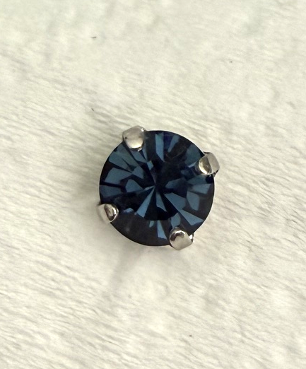 MARIANA EARRINGS STUDS: Montana blue crystal 8.5mm stone in silver setting, post backs
