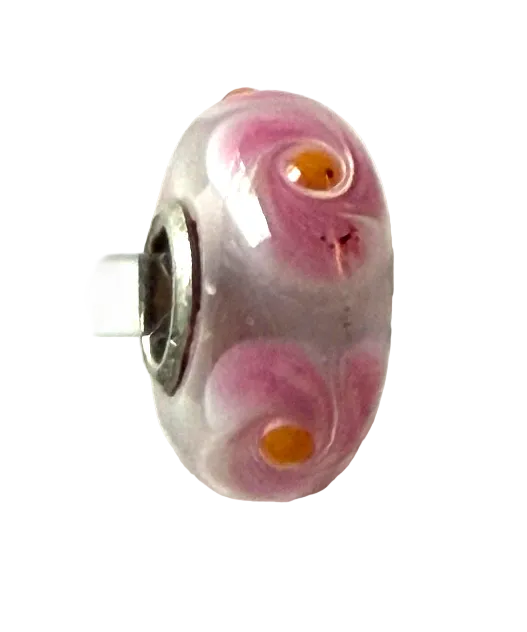 TROLLBEAD UNIVERSAL UNIQUE PINK YELLOW CENTER FLOWER