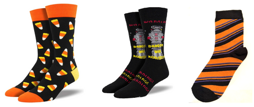 LADIES SOCKS SET OF 3 PAIR / CANDY CORN & DANGER WILL ROBINSON & WITCHES FEET