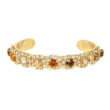 TOVA BRACELET PRINCESS CUFF SMALL: amber color Swarovski crystals in antique gold plated setting, adjustable