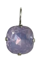 MARIANA EARRINGS ROMANCE: purple stone in 1/2" silver rhodium setting, lever back