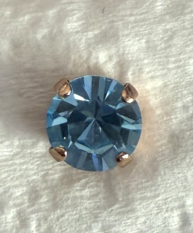 MARIANA EARRING STUDS: aqua crystal 8.5mm stone in rose gold setting, post backs