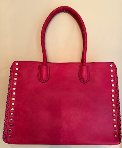NEW YORK LARGE RED FAUX LEATHER TOTE 80042