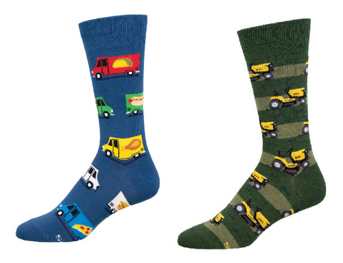 MEN'S SOCKS SET OF 2 PAIR FOOD TRUCK & LAWN MOWER