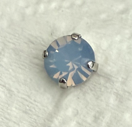 MARIANA EARRINGS STUDS: blue crystal 8.5mm stone in silver setting, post backs