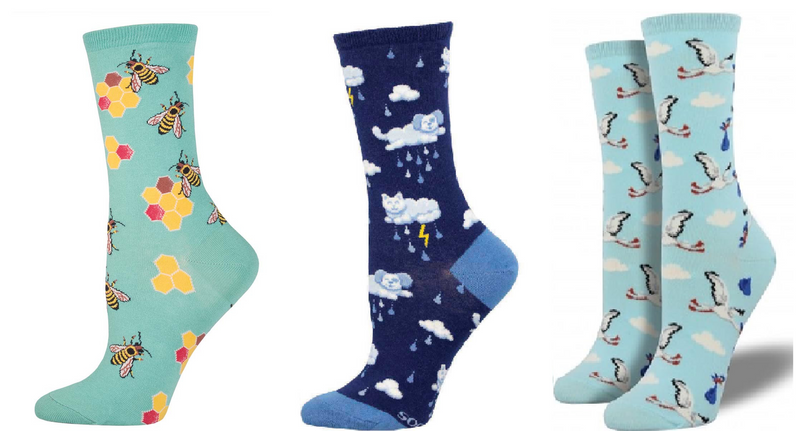 LADIES SOCKS SET OF 3 PAIR / BUSY BEES & RAINING CATS AND DOGS & SPECIAL DELIVERY
