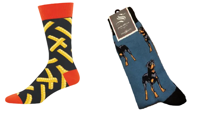 MEN'S SOCKS SET OF 2 PAIR CRINKLE CUT & ROTTWEILER