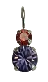 MARIANA EARRINGS IMAGINE: orange, purple stones in 1/2" silver RHODIUM setting, lever back