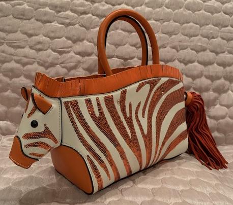 NEW YORK ORANGE SEQUIN ZEBRA BAG 60352