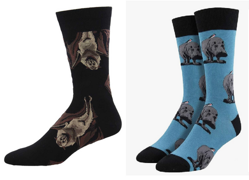 MEN'S SOCKS SET OF 2 PAIR GOING BATTY & HIP HIPPORAY