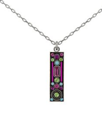 FIREFLY NECKLACE ARCHITECTURAL ROSE: multi color stones in silver 17" adjustable chain