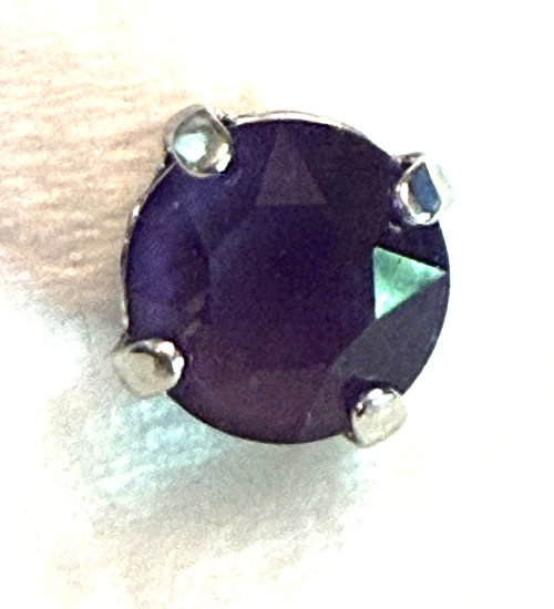 MARIANA EARRINGS STUDS: purple crystal 8.5mm stone in silver setting, post backs