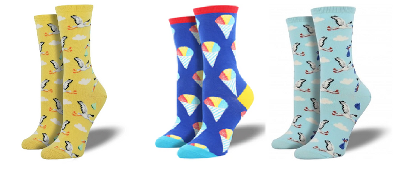 LADIES SOCKS SET OF 3 PAIR / SPECIAL DELIVERY SUNSHINE & HAVE AN ICE DAY & SPECIAL DELIVERY BLUE